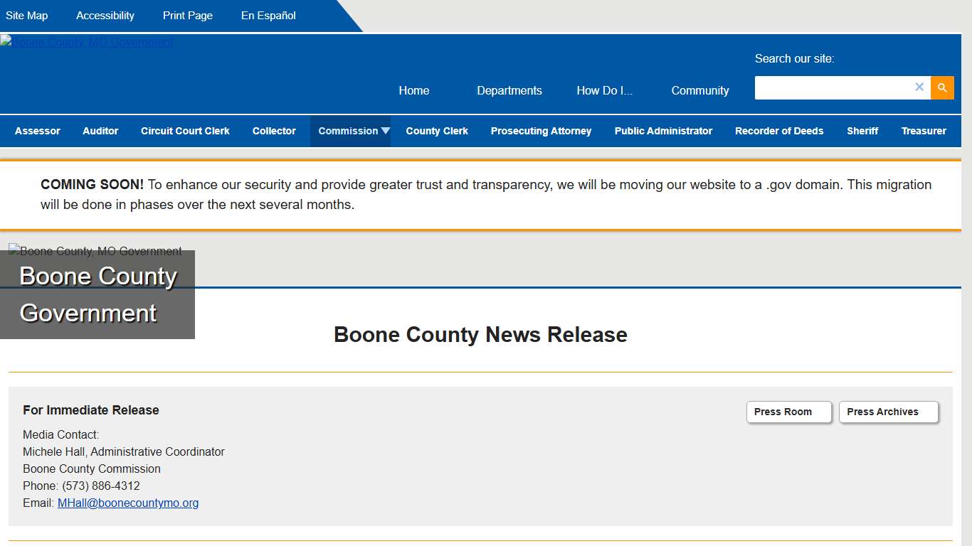 Boone County News Boone County Government to Transition to Official .GOV Website Domain